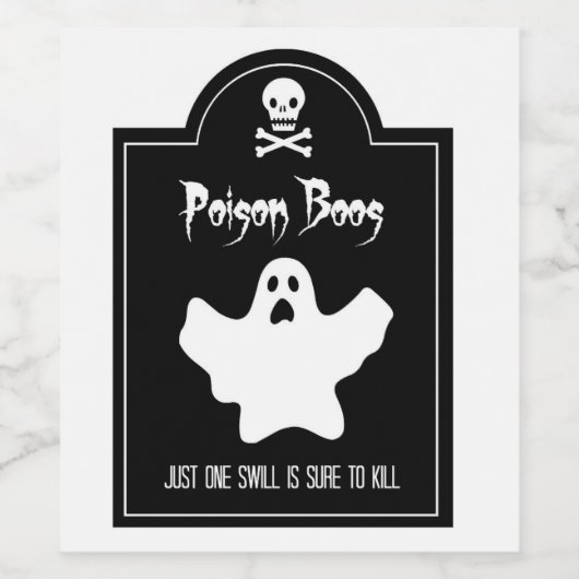 Halloween Ghost Zwart-wit Wijn Etiket (Enkel label)