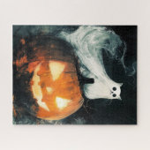 Halloween GhostCat en Jack op Lantern Legpuzzel (Horizontaal)