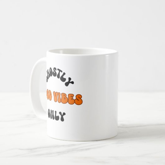 Halloween Ghostly Good Vibes Spooky Coffee Mok, Koffiemok (Voorkant links)