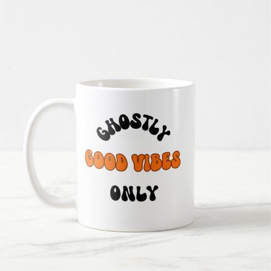 Halloween Ghostly Good Vibes Spooky Coffee Mok, Koffiemok (Links)