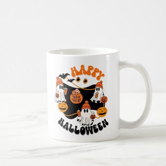 Halloween Ghostly Good Vibes Spooky Coffee Mok, Koffiemok (Rechts)