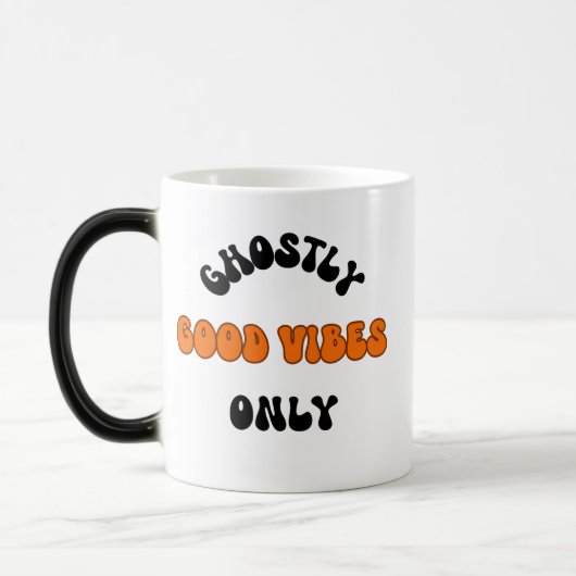 Halloween Ghostly Good Vibes Spooky Coffee Mok, Magische Mok (Links)