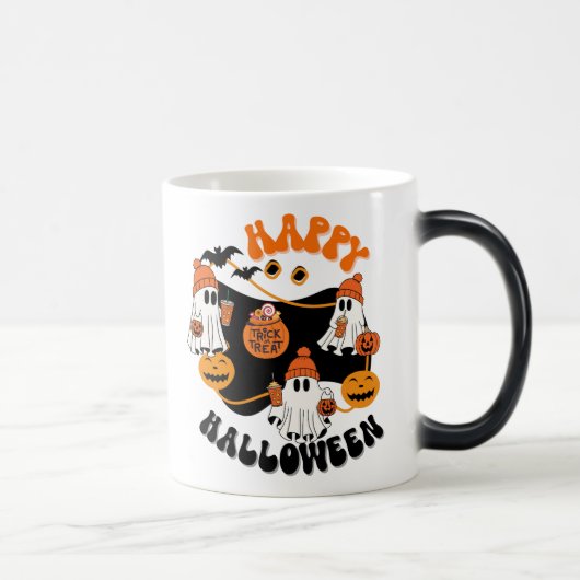 Halloween Ghostly Good Vibes Spooky Coffee Mok, Magische Mok (Rechts)