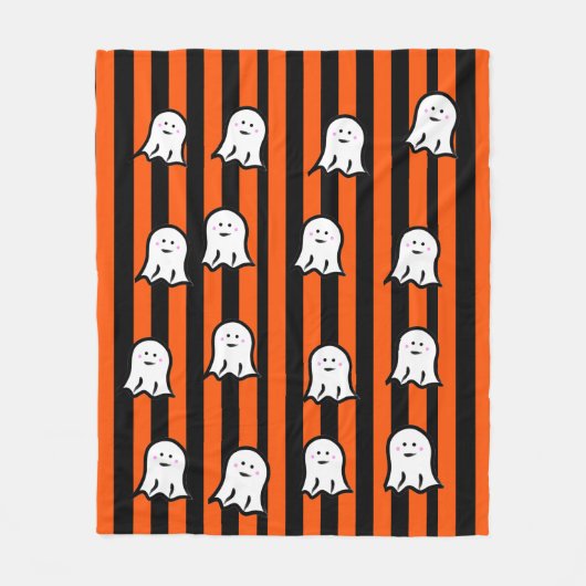 Halloween Ghosts and Stripes Fleece Blanket (Voorkant)