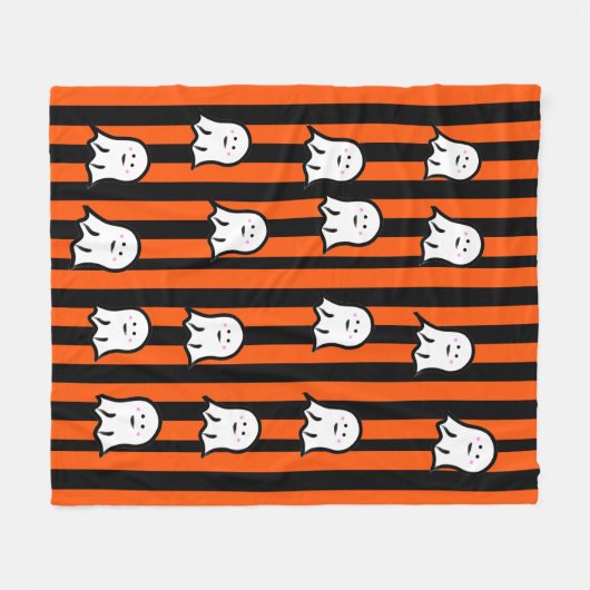 Halloween Ghosts and Stripes Fleece Blanket (Voorkant (Horizontaal))