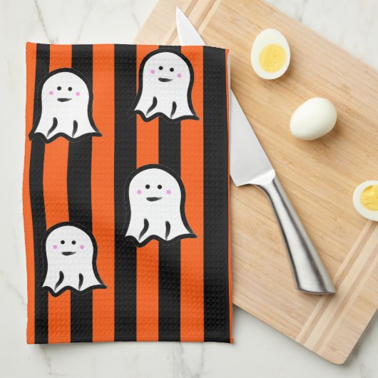 Halloween Ghosts and Stripes Theedoek (Quarter Fold)