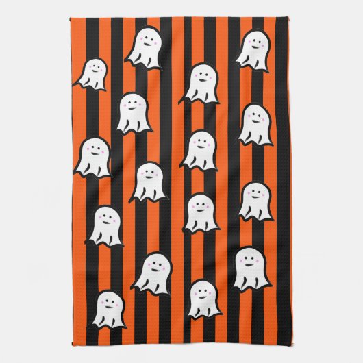 Halloween Ghosts and Stripes Theedoek (Verticaal)