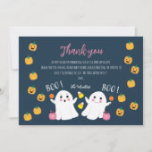 Halloween Ghosts Baby shower Blauw Dank u Kaart (Voorkant)