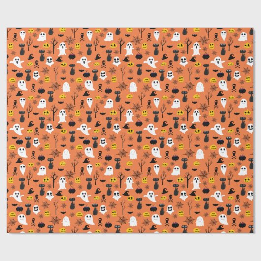 Halloween Ghosts Black Cats Spider Webs Fun Cadeaupapier (Vlak)