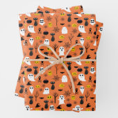 Halloween Ghosts Black Cats Spider Webs Fun Inpakpapier Vel (In situ)