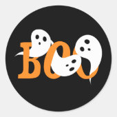 Halloween Ghosts Boo Black Ronde Sticker (Voorkant)