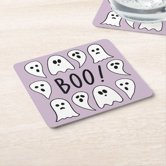 Halloween Ghosts Boo Kartonnen Onderzetters (Schuin)