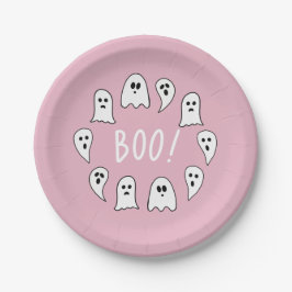 Halloween Ghosts Boo Pink Papieren Bordje