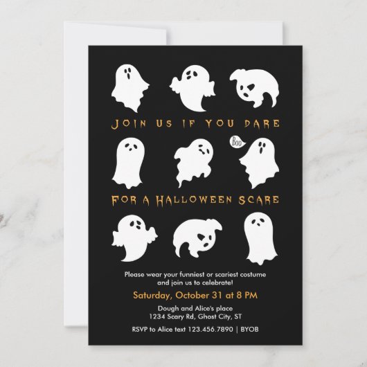 Halloween Ghosts Costume Party Uitnodiging (Voorkant)