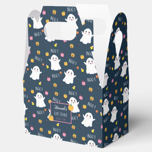 Halloween Ghosts Donkerblauw Baby shower Favor Box Bedankdoosjes (Geopend)