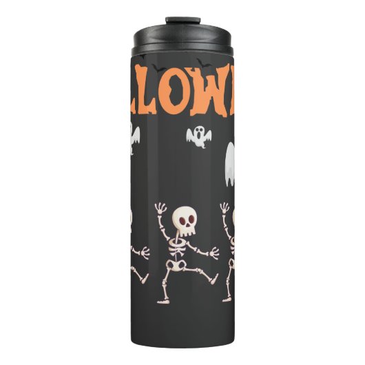 Halloween Ghosts en Dancing Skeletons Shirt Thermosbeker (Voorkant)