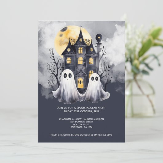 Halloween Ghosts en Haunted House Kaart (Staand voorkant)