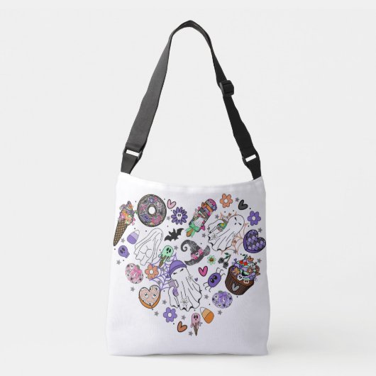 Halloween Ghosts en Pumpkin Clipart Hartvorm Crossbody Tas (Voorkant)