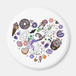 Halloween Ghosts en Pumpkin Clipart Hartvorm Magneet