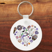 Halloween Ghosts en Pumpkin Clipart Hartvorm Sleutelhanger (Achterkant)