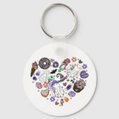 Halloween Ghosts en Pumpkin Clipart Hartvorm Sleutelhanger (Achterkant)