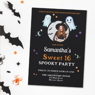 Halloween Ghosts Fun Sweet 16 Spooky Party Foto Kaart