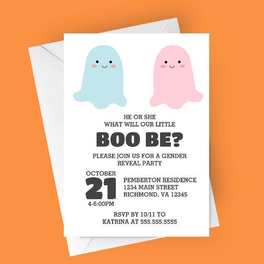 Halloween Ghosts Gender Reveal Party Uitnodiging