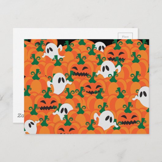 Halloween Ghosts Haunted Pumpkin Patch Briefkaart (Voorkant / Achterkant)