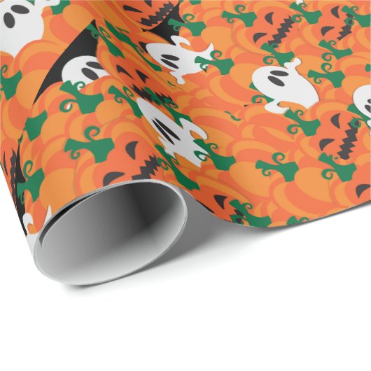 Halloween Ghosts Haunted Pumpkin Patch Cadeaupapier (Rol Hoek)