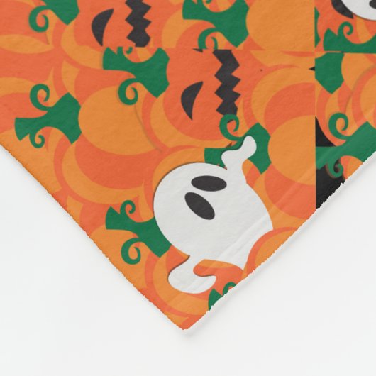 Halloween Ghosts Haunted Pumpkin Patch Fleece Deken (Hoek)
