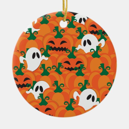 Halloween Ghosts Haunted Pumpkin Patch Keramisch Ornament (Voorkant)