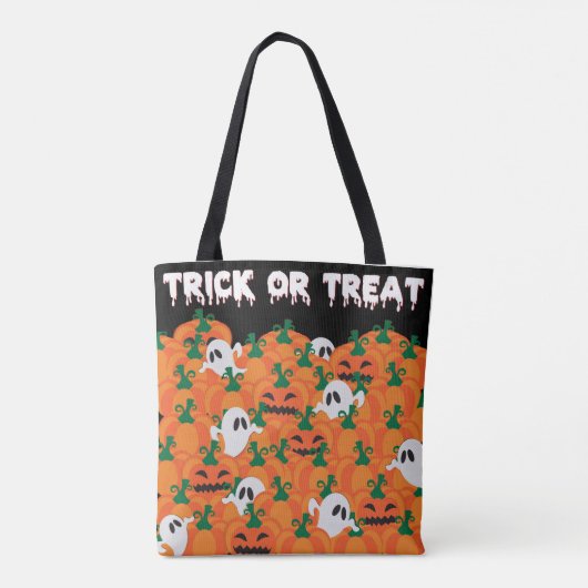 Halloween Ghosts Haunted Pumpkin Patch Large Tas (Achterkant)
