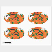 Halloween Ghosts Haunted Pumpkin Patch Ovale Sticker (Vel)