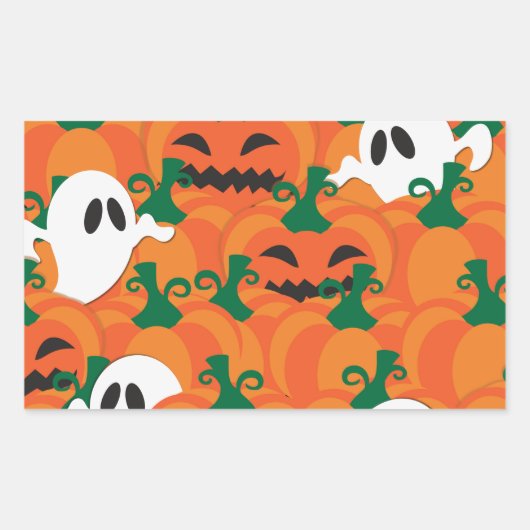 Halloween Ghosts Haunted Pumpkin Patch Rechthoekige Sticker (Voorkant)