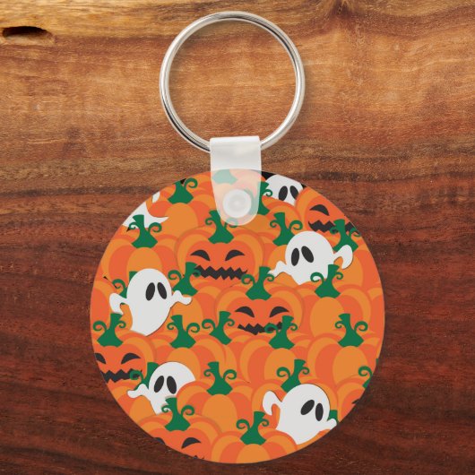 Halloween Ghosts Haunted Pumpkin Patch Sleutelhanger (Voorkant)