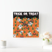 Halloween Ghosts Haunted Pumpkin Patch Vierkante Klok (Huis)