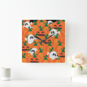 Halloween Ghosts Haunted Pumpkin Patch Vierkante Klok (Huis)