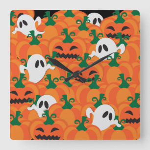 Halloween Ghosts Haunted Pumpkin Patch Vierkante Klok