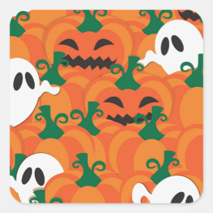 Halloween Ghosts Haunted Pumpkin Patch Vierkante Sticker