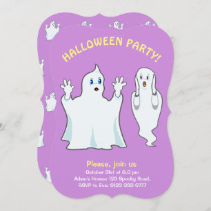 Halloween Ghosts in Violet Invitation Kaart