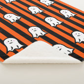 Halloween Ghosts on Black and Orange Stripes  Sherpa Deken (3/4)