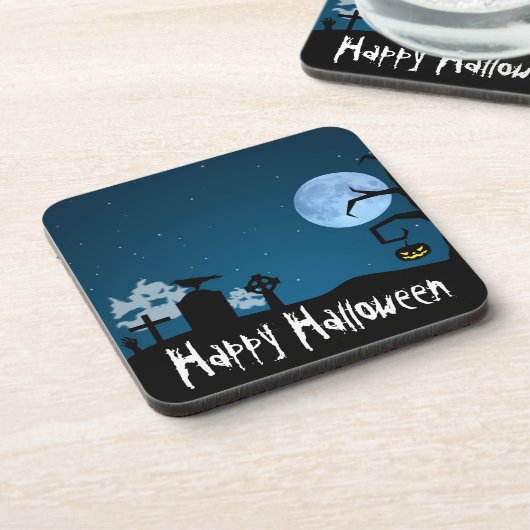 Halloween Ghosts op Graveyard Bier Onderzetter (Linkerzijde)