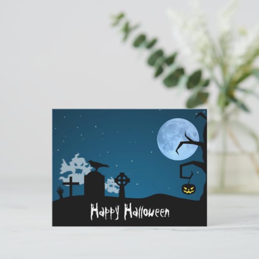 Halloween Ghosts op Graveyard Briefkaart (Staand voorkant)