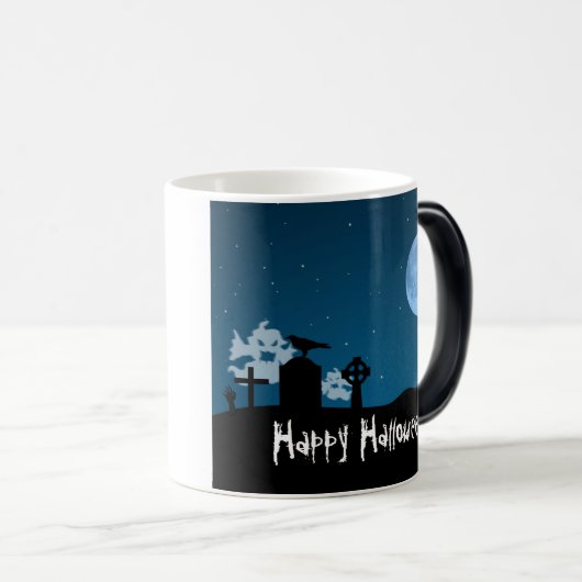 Halloween Ghosts op Graveyard Magische Mok (Voorkant rechts)