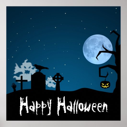 Halloween Ghosts op Graveyard Poster (Voorkant)