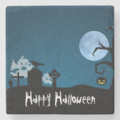 Halloween Ghosts op Graveyard Stenen Onderzetter (Voorkant)