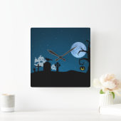 Halloween Ghosts op Graveyard Vierkante Klok (Huis)