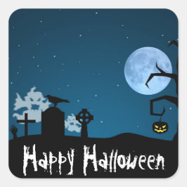 Halloween Ghosts op Graveyard Vierkante Sticker