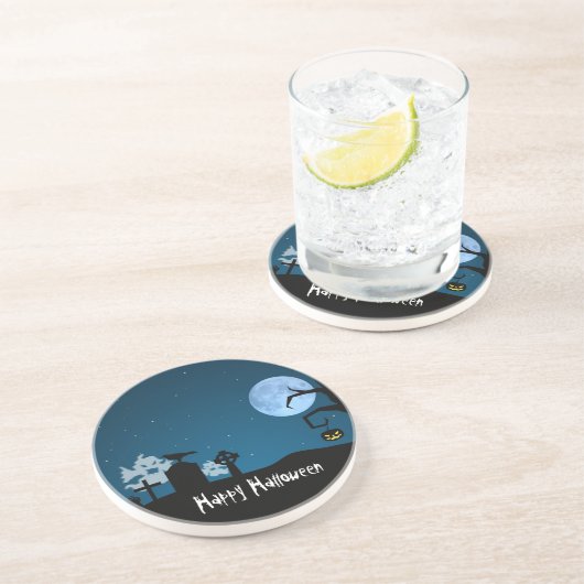 Halloween Ghosts op Graveyard Zandsteen Onderzetter (Zijkant)