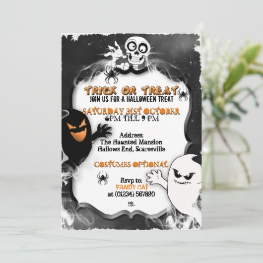 Halloween Ghosts Party Uitnodigingen (Staand voorkant)